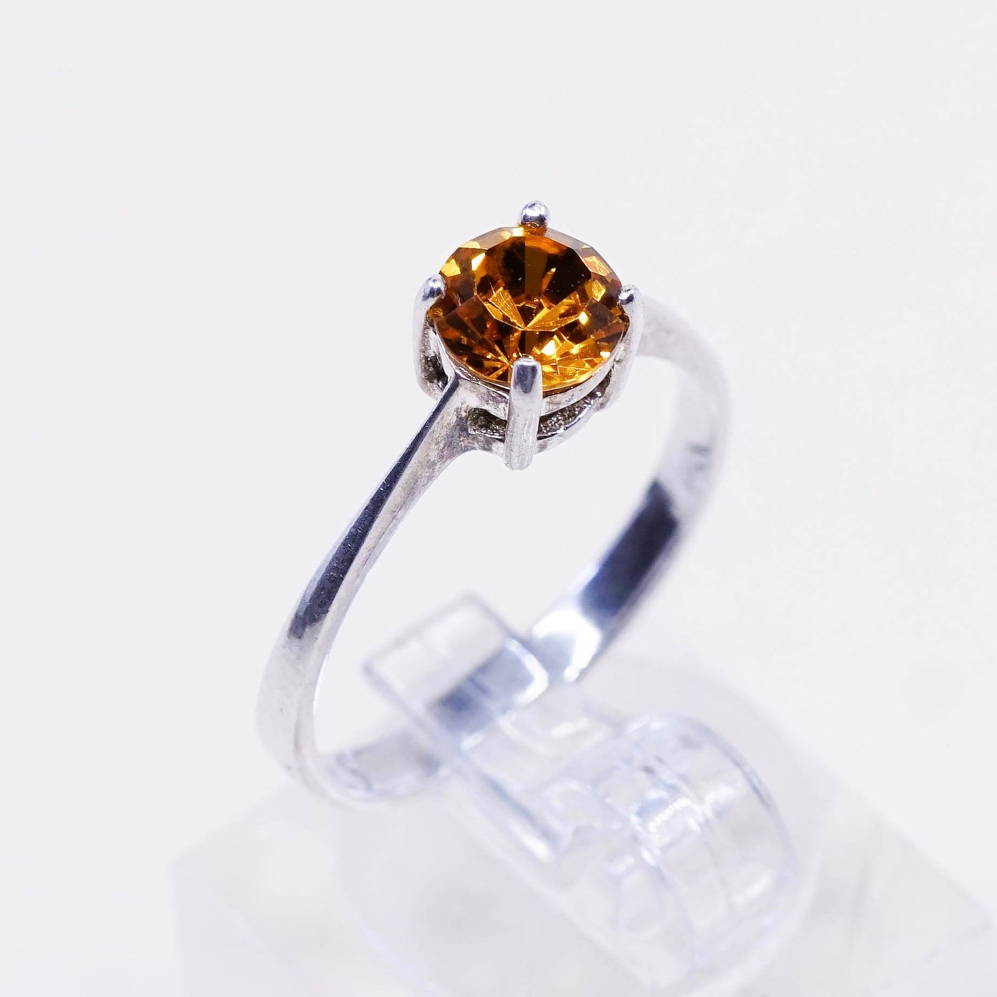 Size 7, vintage Sterling silver handmade ring, stackable 925 with citrine