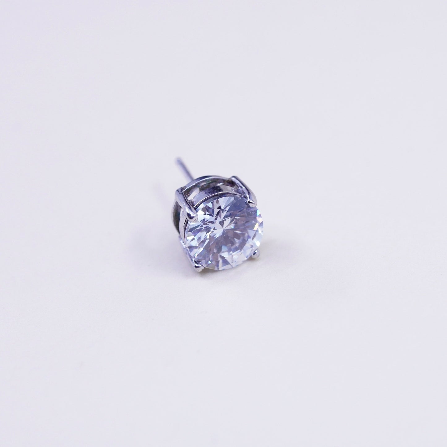 7mm, Vintage sterling 925 silver cz studs, fashion minimalist earrings