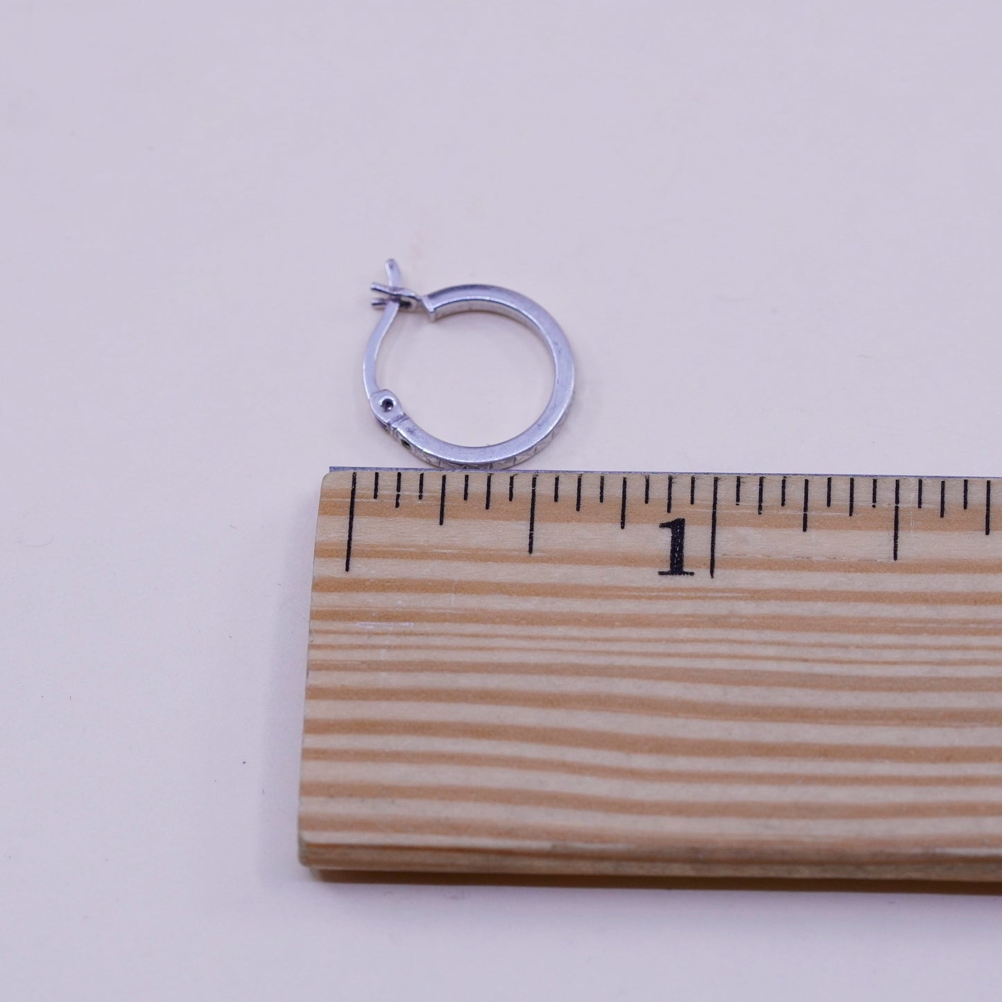 0.5”, Vintage sterling silver loop earrings, textured fine 925 silver hoops