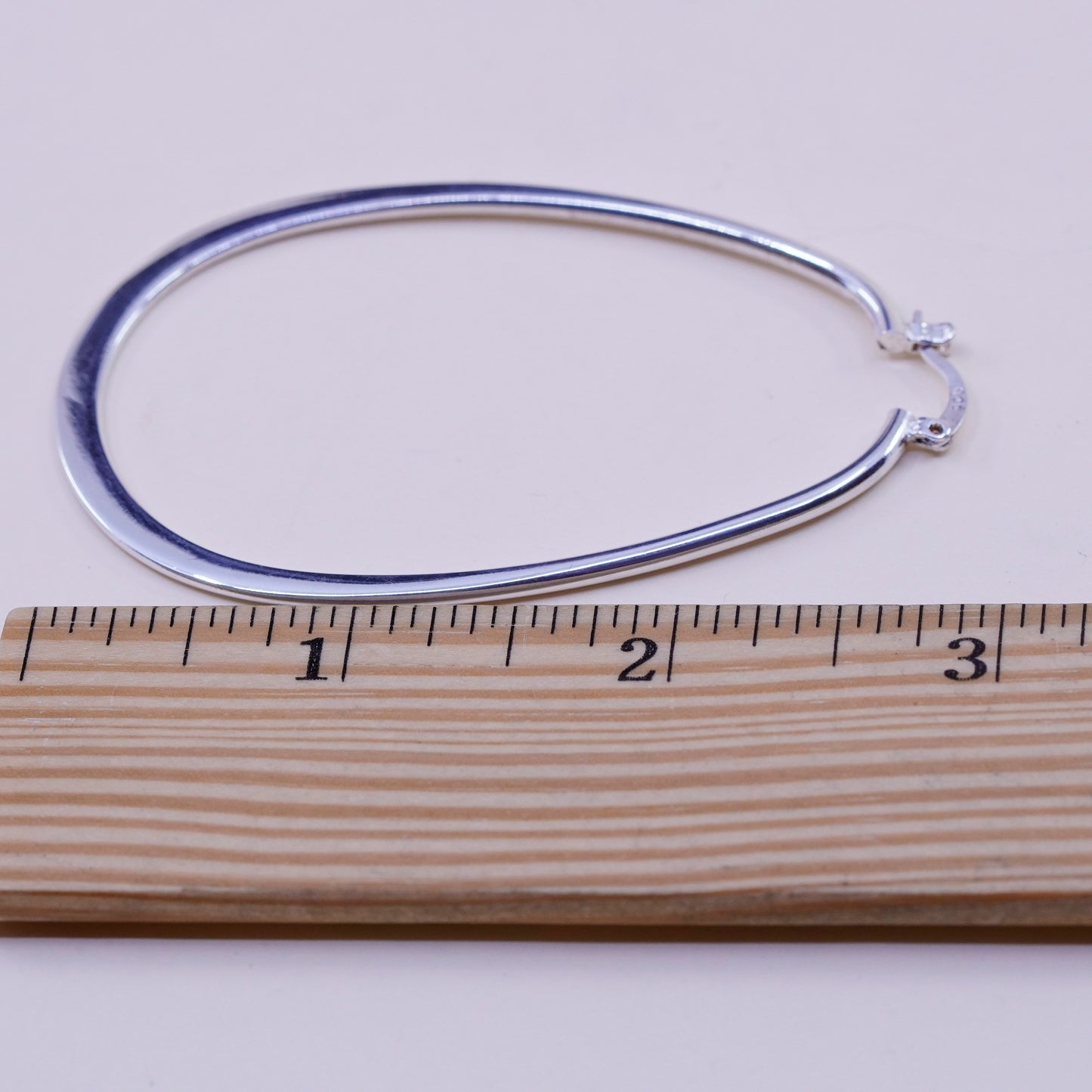 2.75”, vintage sterling silver handmade earrings, 925 huge oval hoops