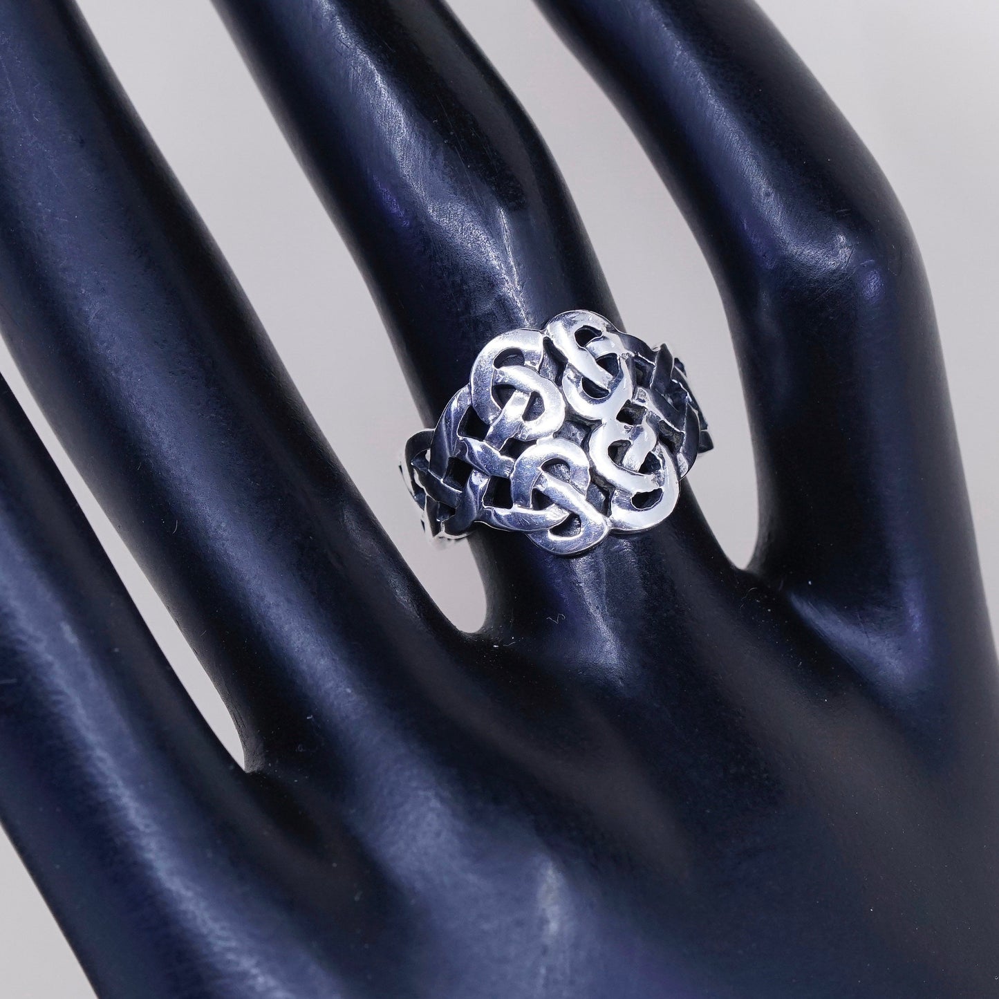 Size 6, vtg BOMA Sterling 925 silver handmade irish woven braided ring, band