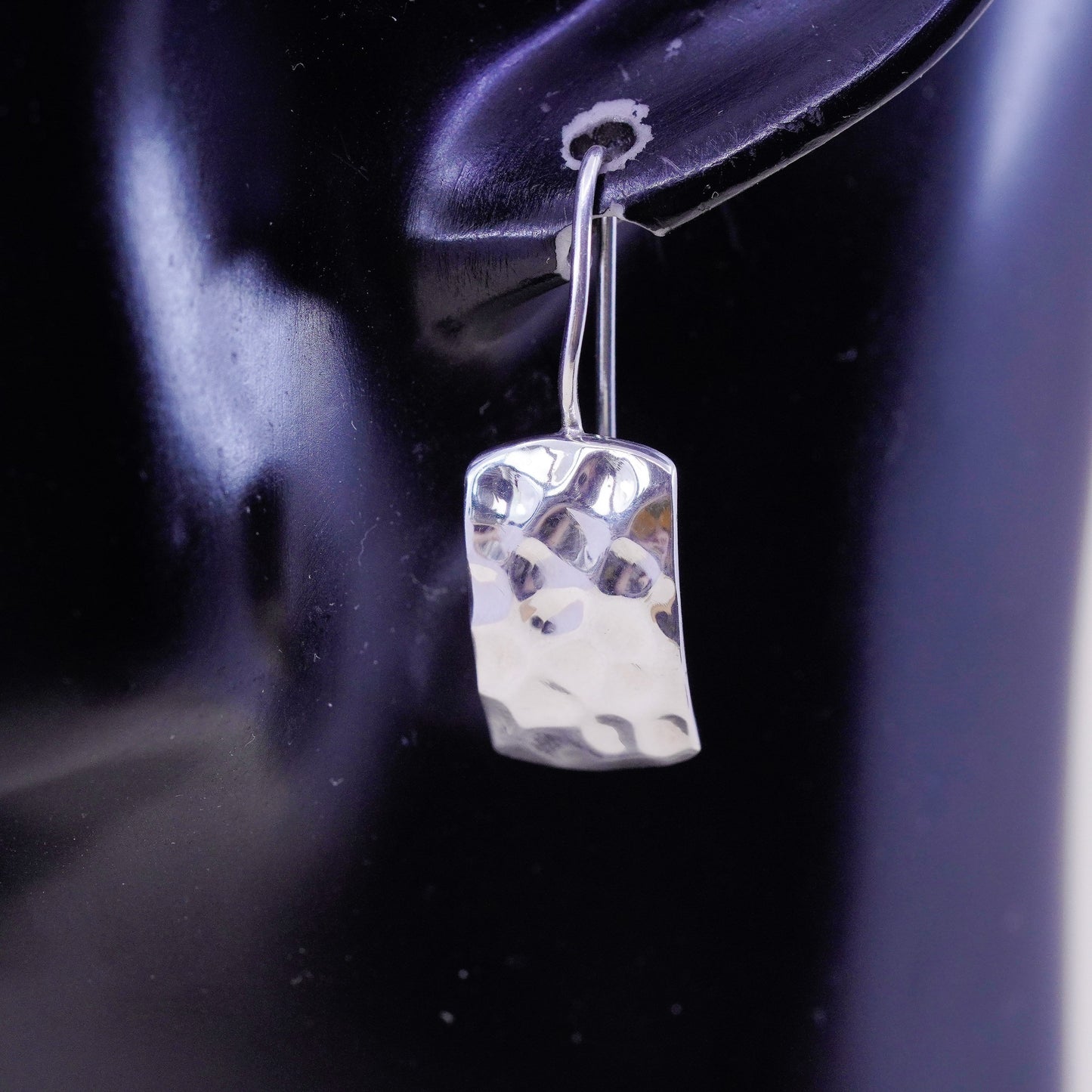 Vintage W0991 Retired Silpada Sterling 925 Silver Hammered rectangular Earrings