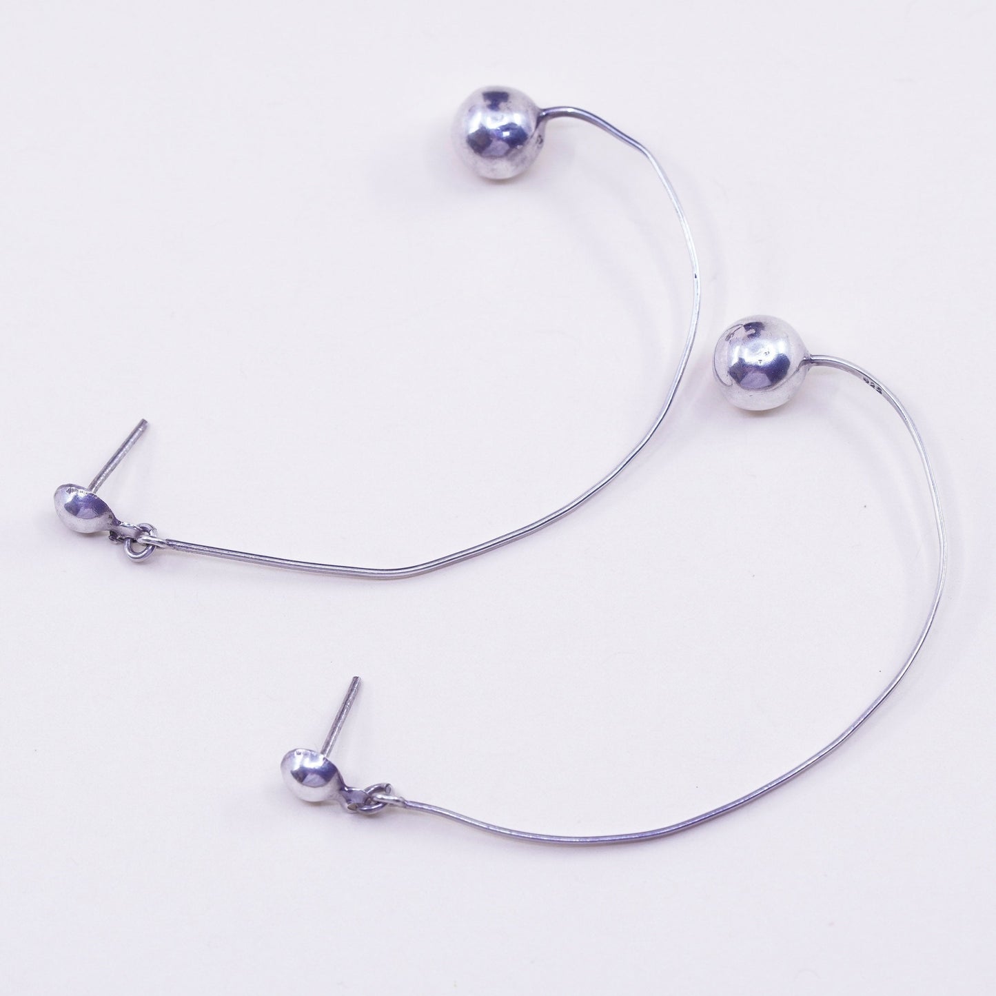 Vintage Sterling silver handmade earrings, 925 beads dangles