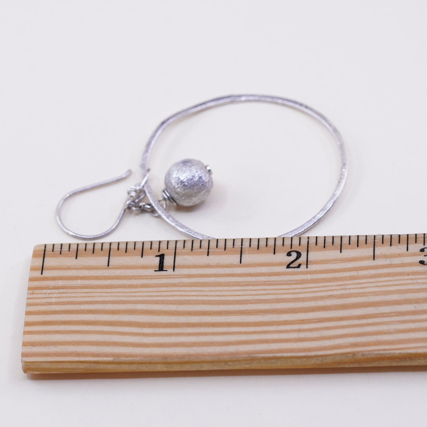 sterling silver handmade earrings, glittering 925 circles dangle N bead dangles