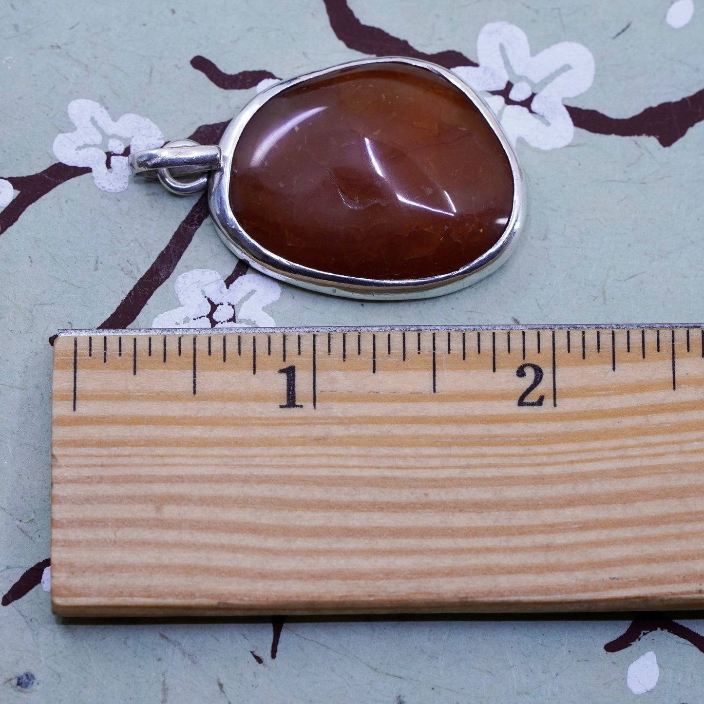 Vintage Taxco sterling 925 silver Handmade huge Pendant with oval Carnelian