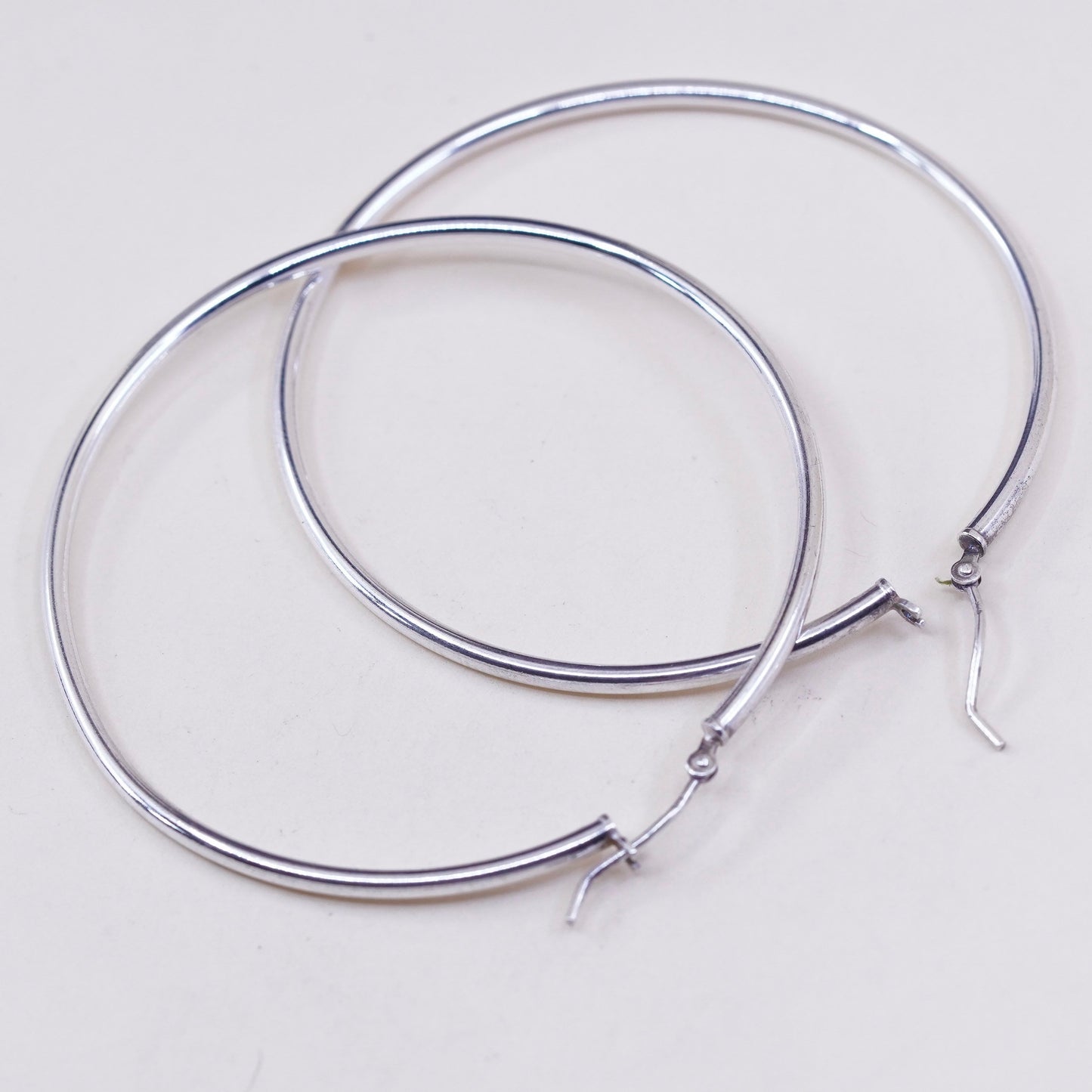 2.25”, vintage ATI sterling silver handmade earrings, 925 huge textured hoops