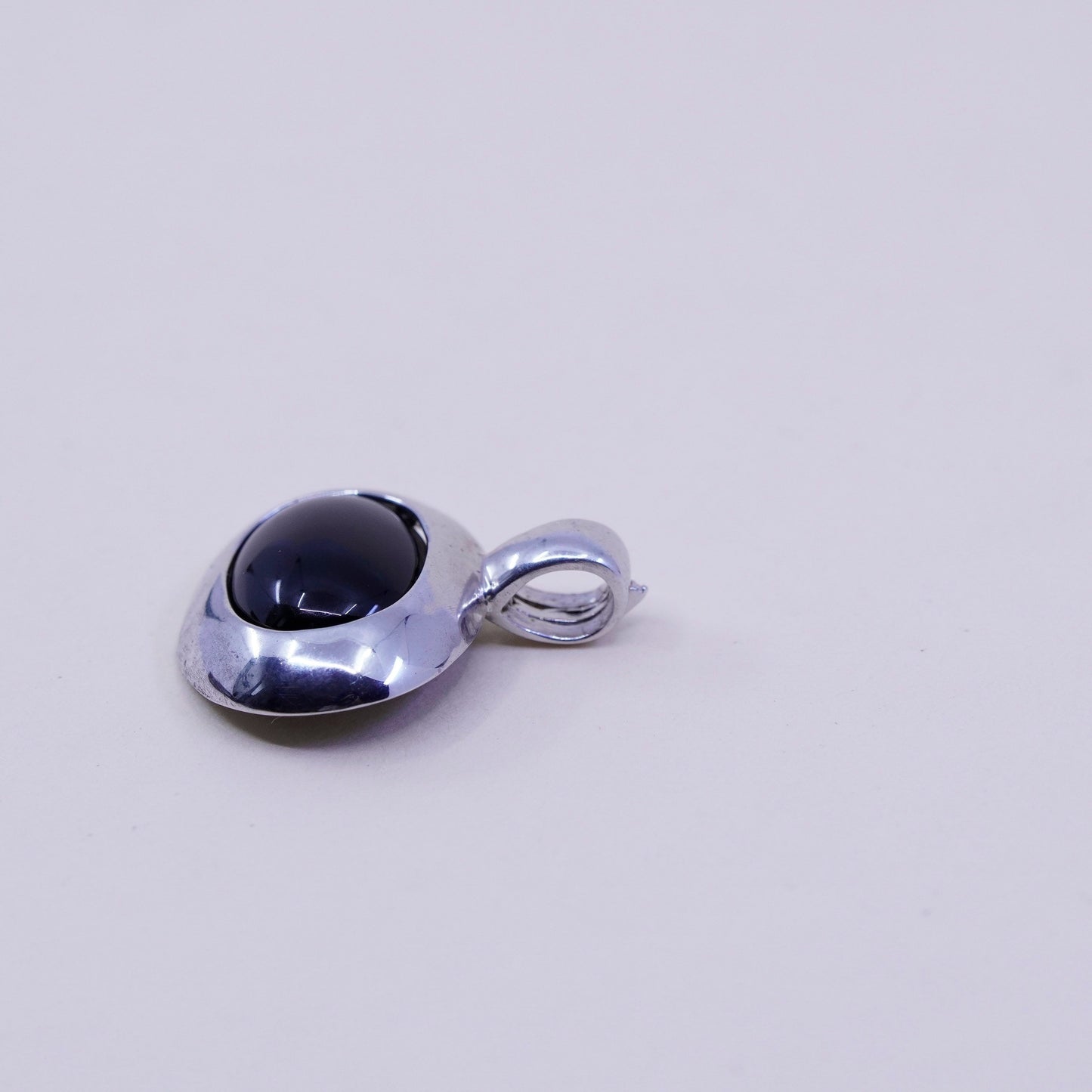 interchangeable handmade sterling silver pendant, 925 cage with oval black onyx