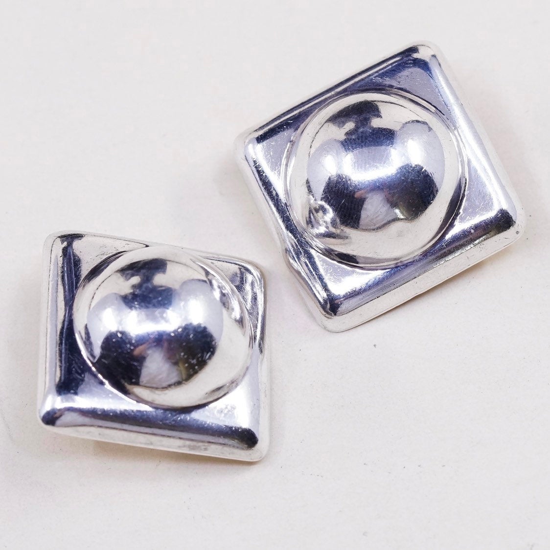 Vintage Zina Sterling silver clip on earrings, Modern 925 silver with beads