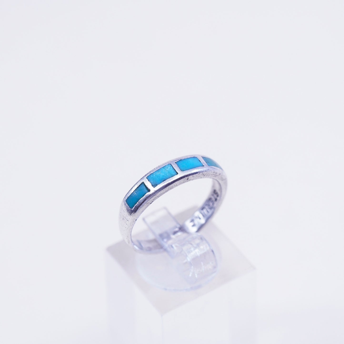 sz 8, Native American bell trading post sterling silver ring 925 band turquoise