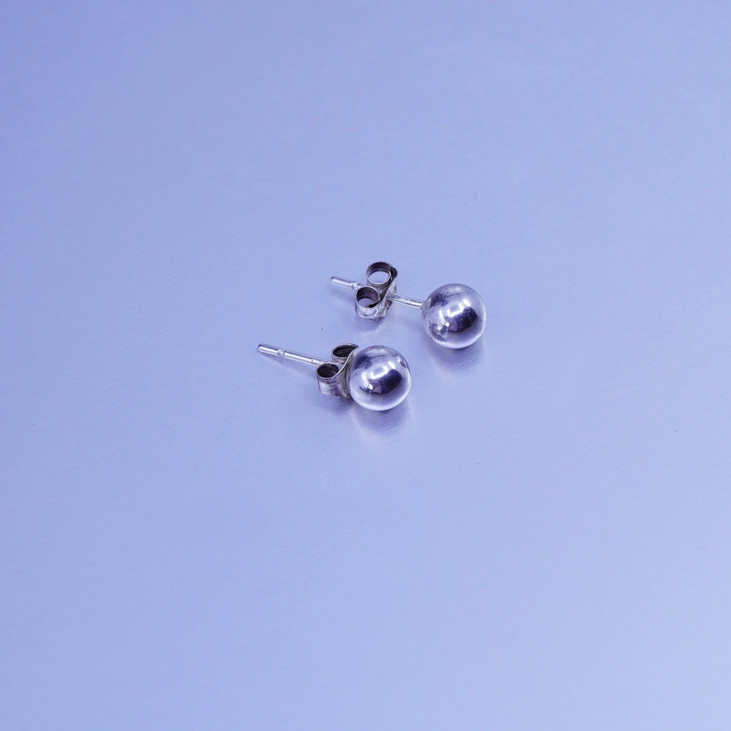 5mm, Vintage Sterling 925 silver handmade earrings, bead studs