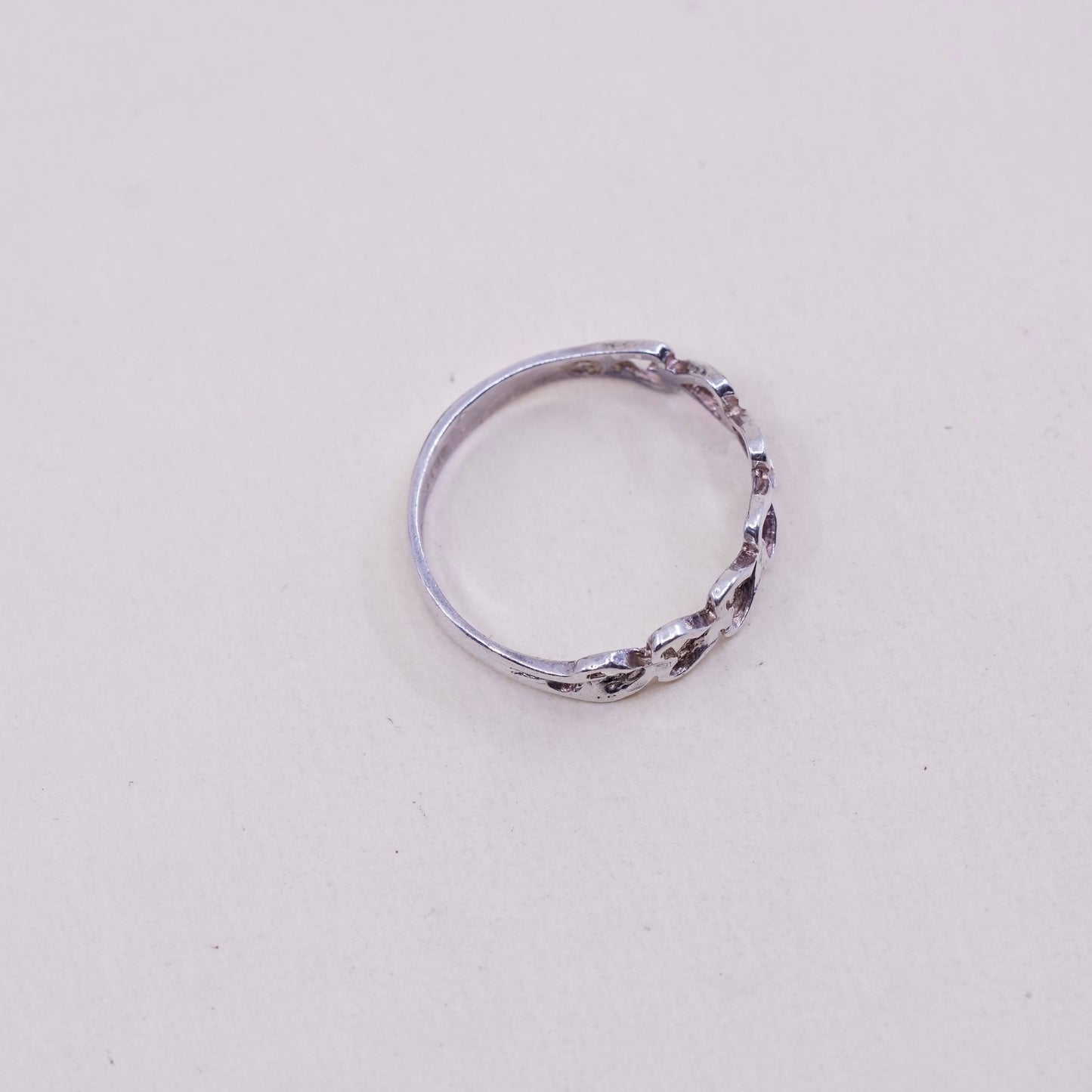 Size 9, vintage Sterling silver handmade ring with heart filigree, 925 band