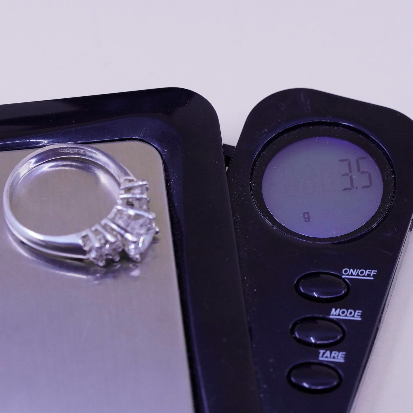 Size 7.5, Sterling silver ring, 925 silver with round cut cz, engagement ring