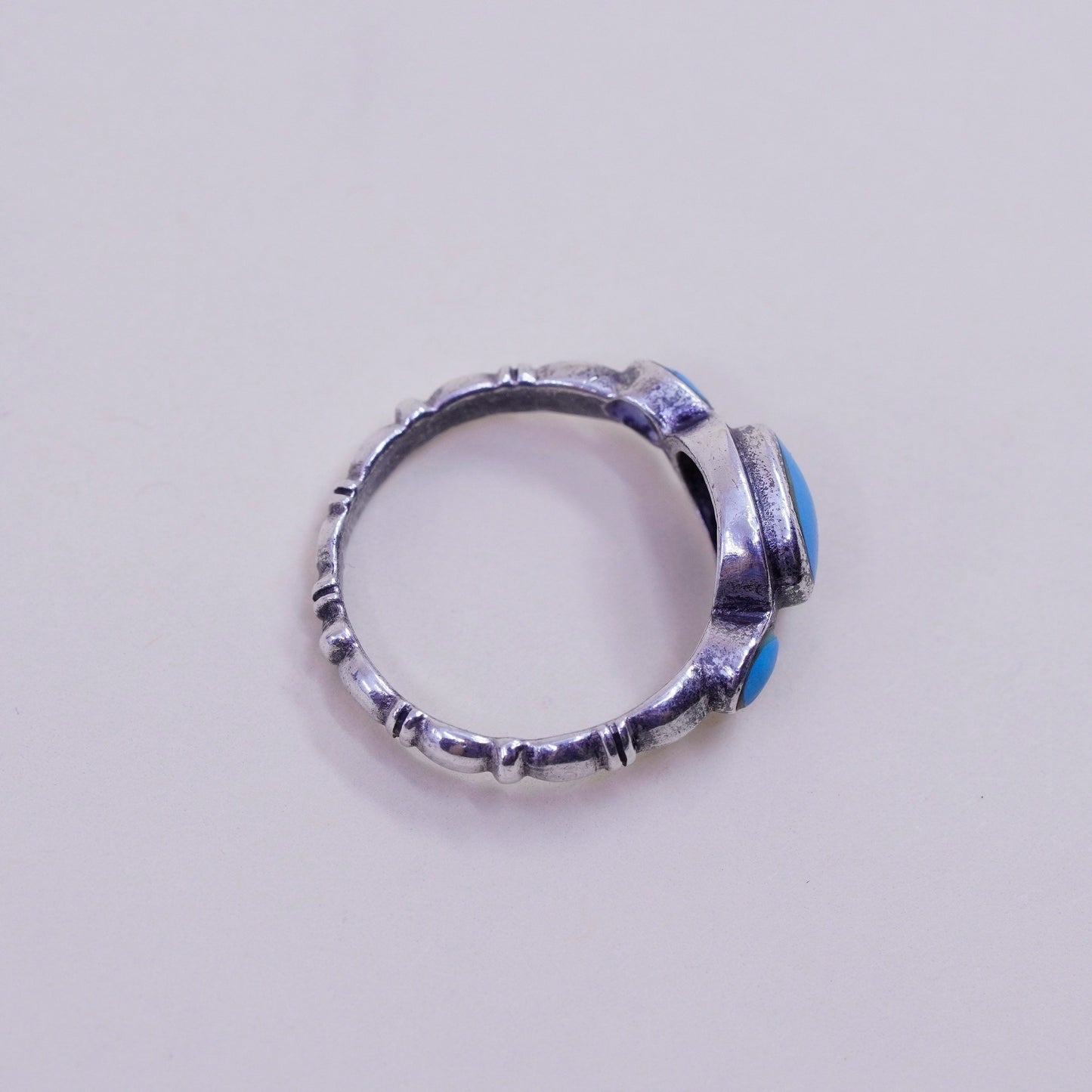 Size 5.25, Vintage sterling 925 silver ring, Native American handmade turquoise