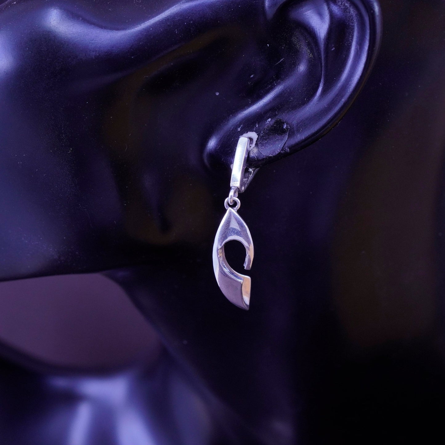 Vintage Sterling silver handmade earrings, modern 925 dangles