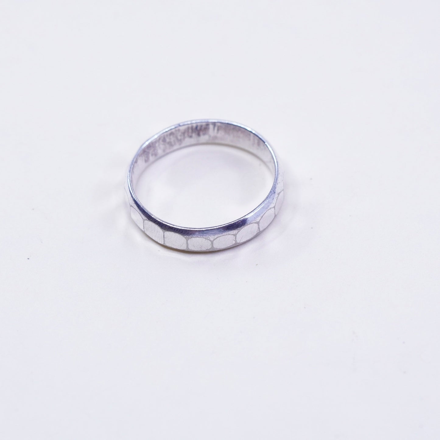 Size 11, vintage stackable Sterling silver handmade ring, textured 925 band