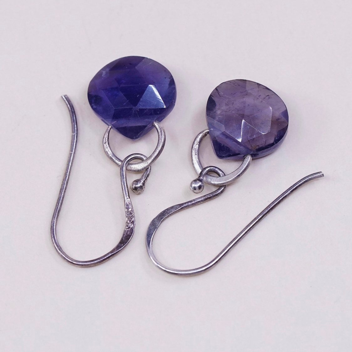 vtg mexico sterling 925 silver earrings with teardrop shaped amethyst