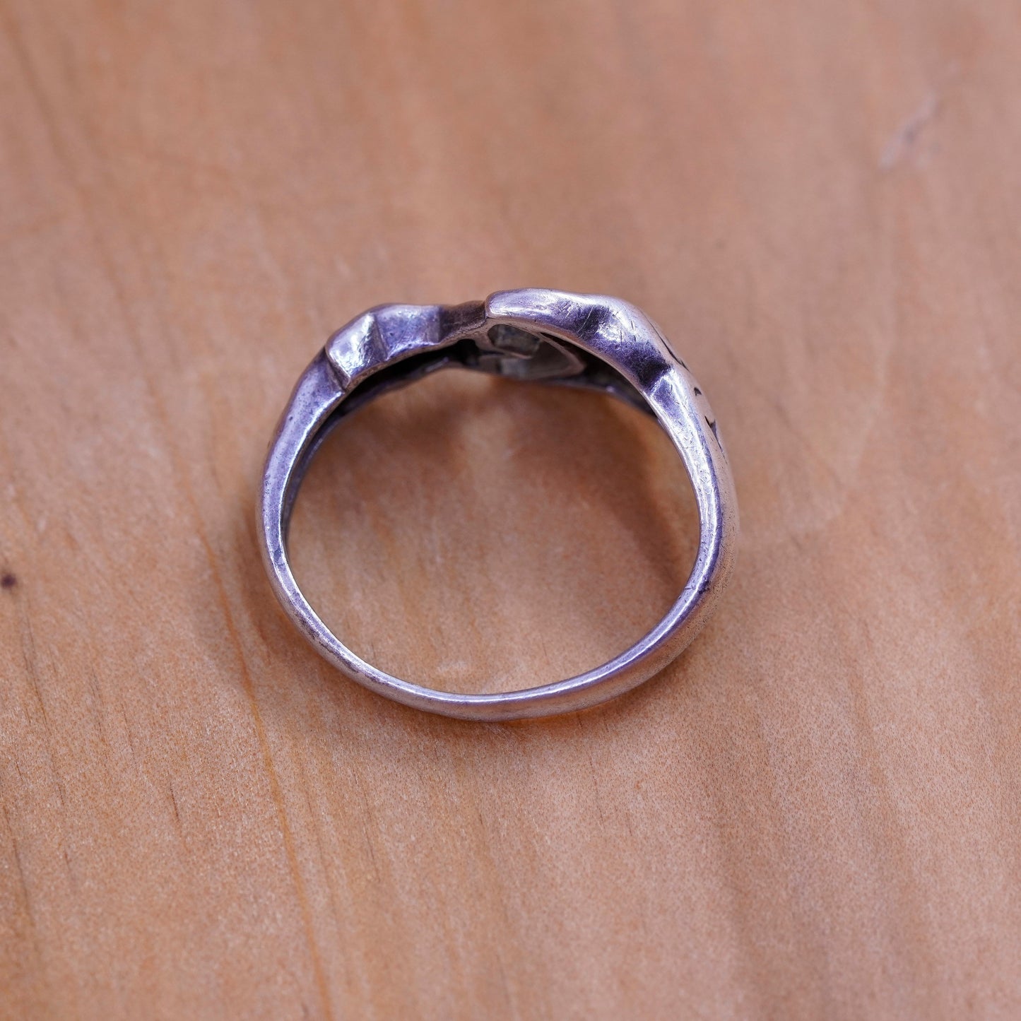 Size 7, vintage Sterling silver handmade tiny ring, 925 star band
