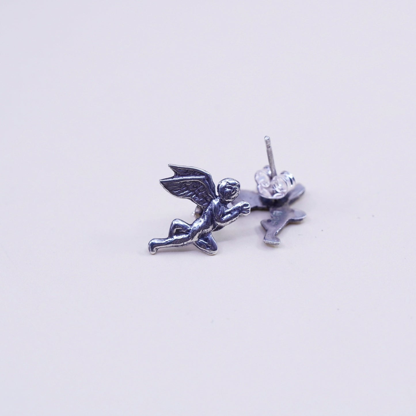 Vintage Sterling silver handmade earrings, 925 angel studs