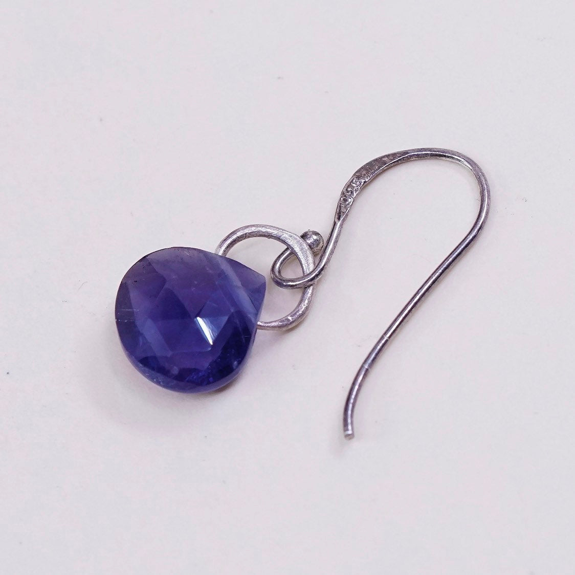 vtg mexico sterling 925 silver earrings with teardrop shaped amethyst