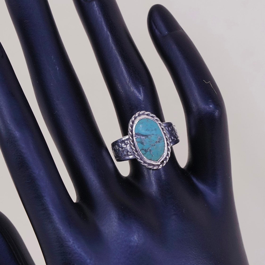 sz 7, Native American sterling silver ring, handmade 925 ring w/ turquoise