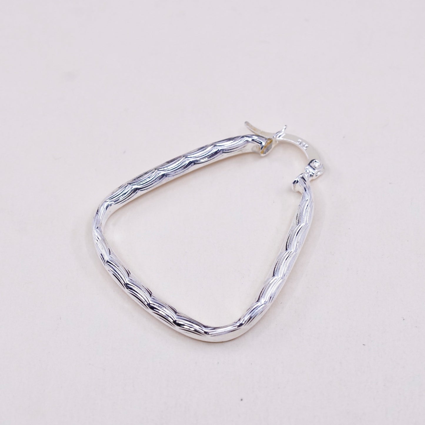 1.5”, VTG sterling silver loop earrings, textured minimalist primitive hoops