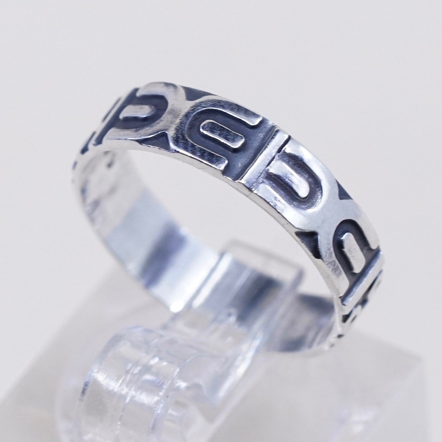 Size 5.25, vtg sterling silver handmade ring, 925 southwestern stackable band