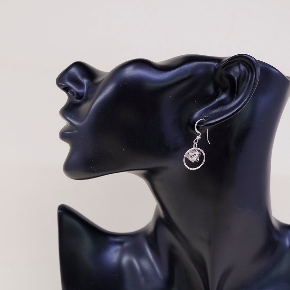 vtg sterling silver handmade wired beads and hoops earrings, stamped 925