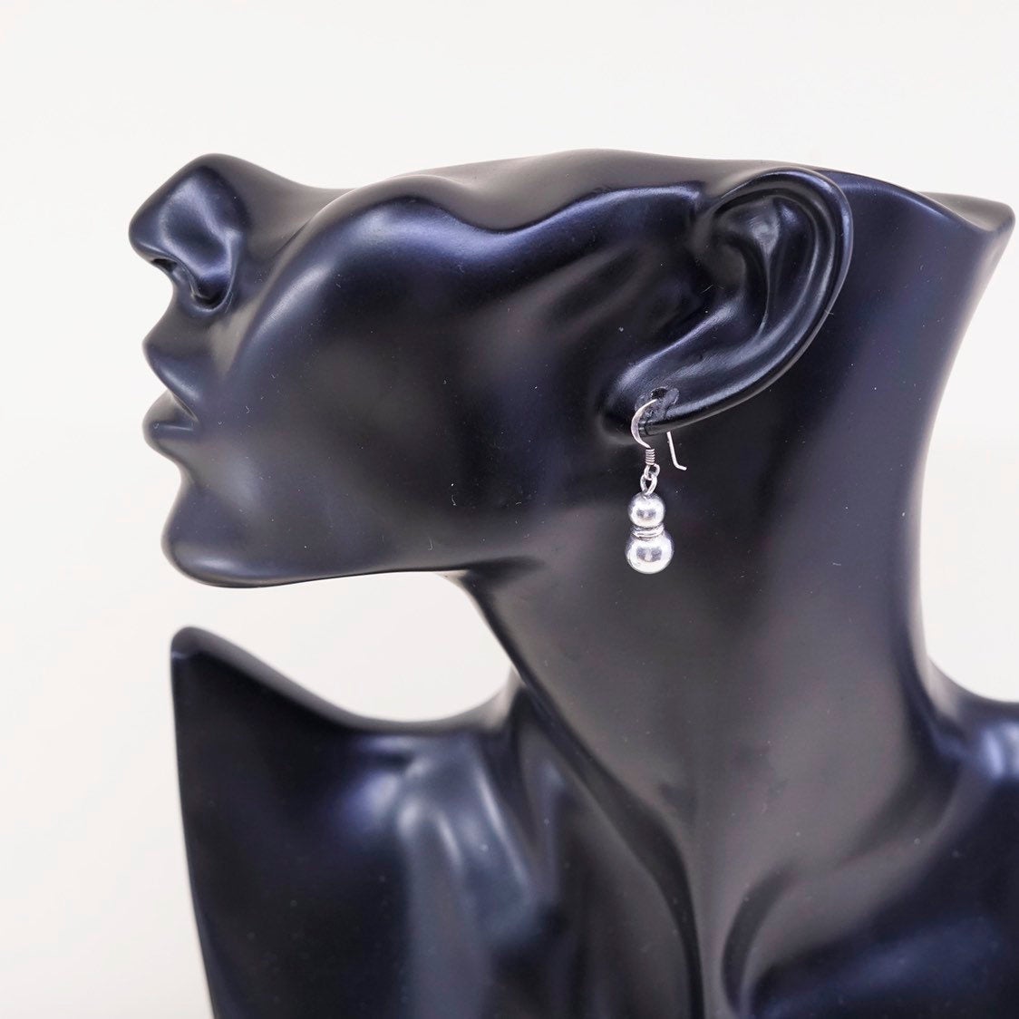 VTG sterling silver handmade earrings, 925 beads dangles, stamped 925