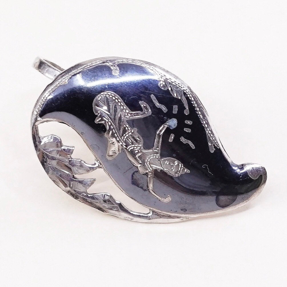 Indian SIAM Sterling silver handmade earrings, 925 screw back w/ goddess