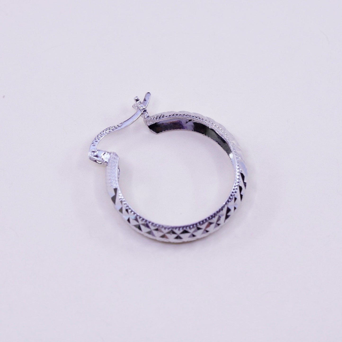 0.75”, sterling 925 silver loop earrings, minimalist primitive textured hoops
