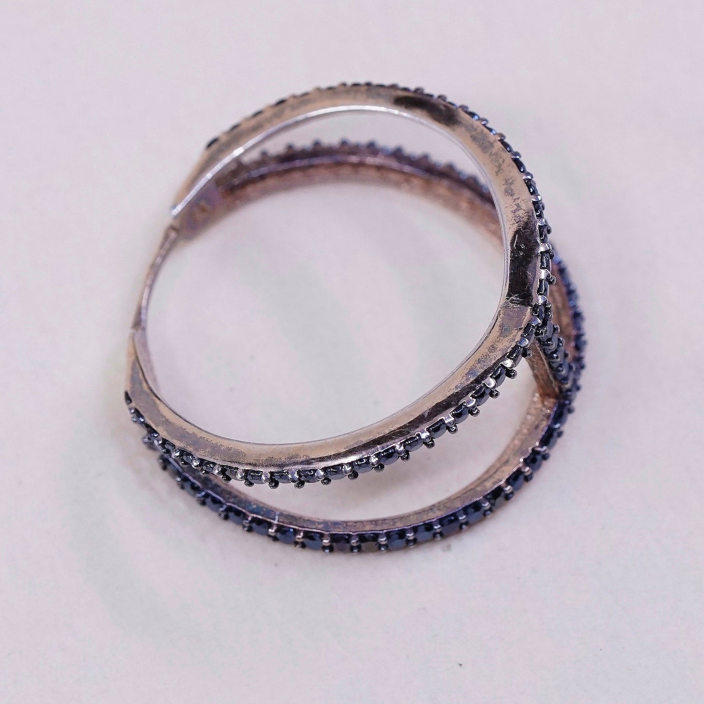 sz 8.25, KTR vermeil gold Sterling silver engagement ring, 925 band w/ sapphire