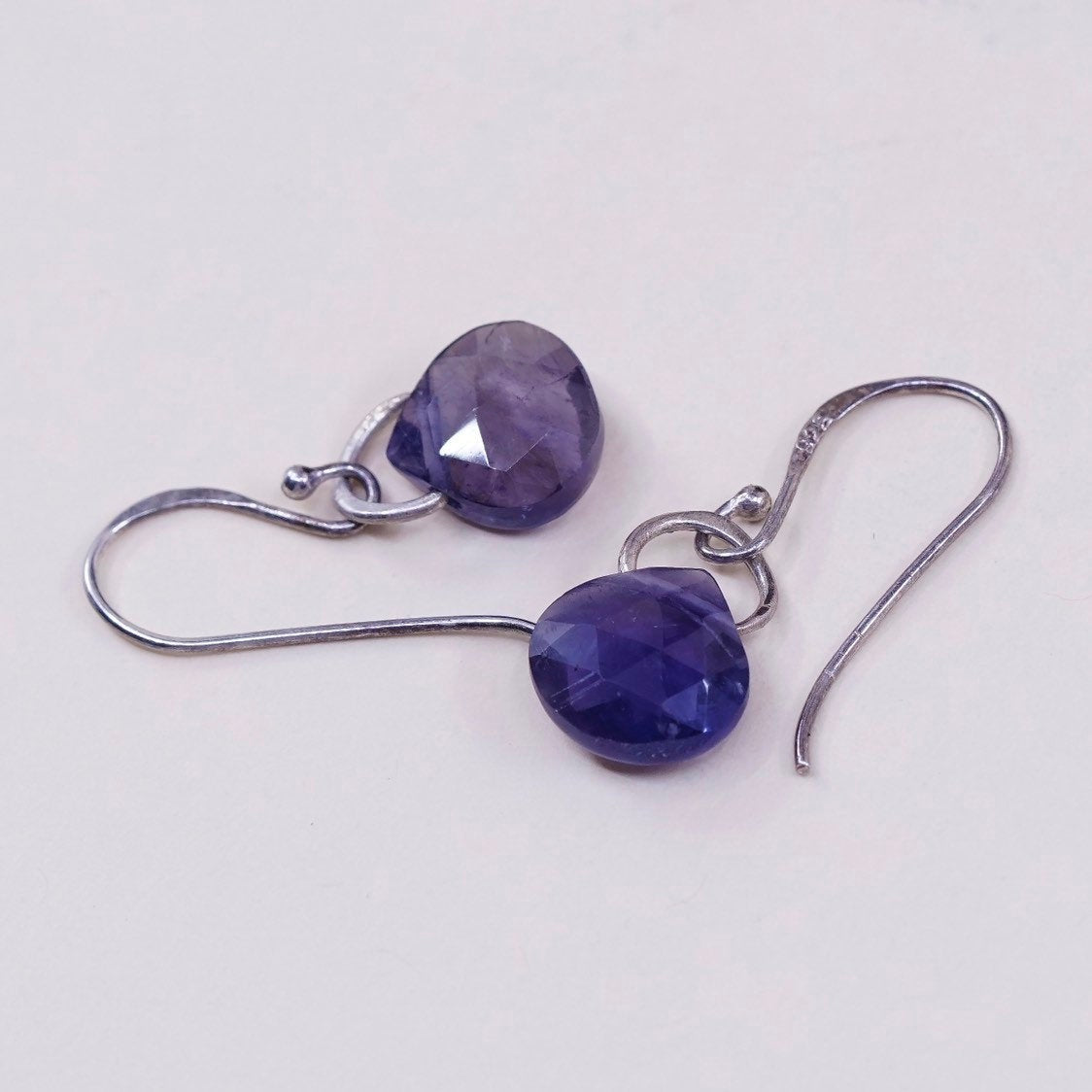 vtg mexico sterling 925 silver earrings with teardrop shaped amethyst