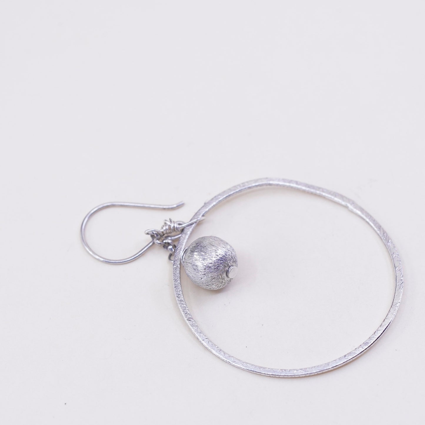 sterling silver handmade earrings, glittering 925 circles dangle N bead dangles
