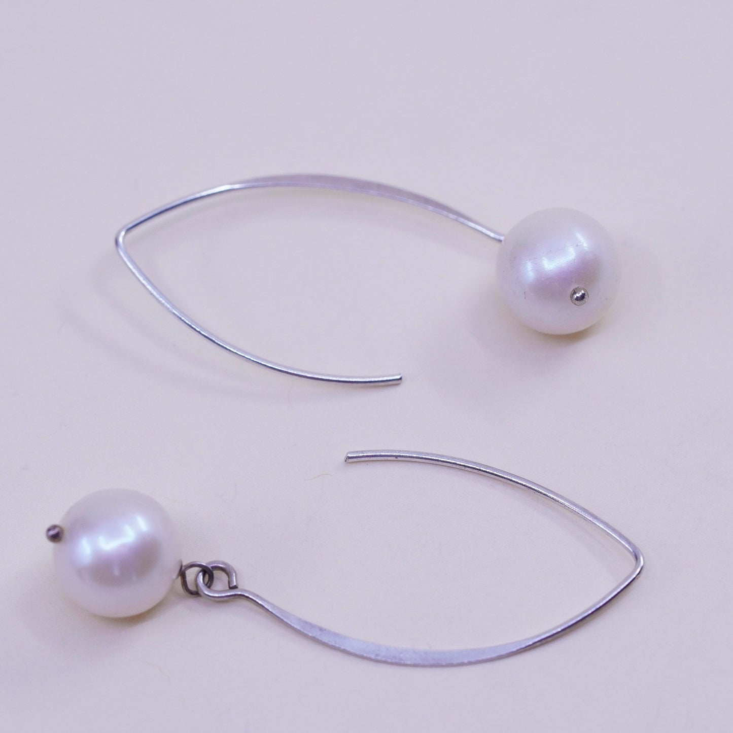 Vintage Sterling silver handmade earrings, 925 hooks with pearl drops