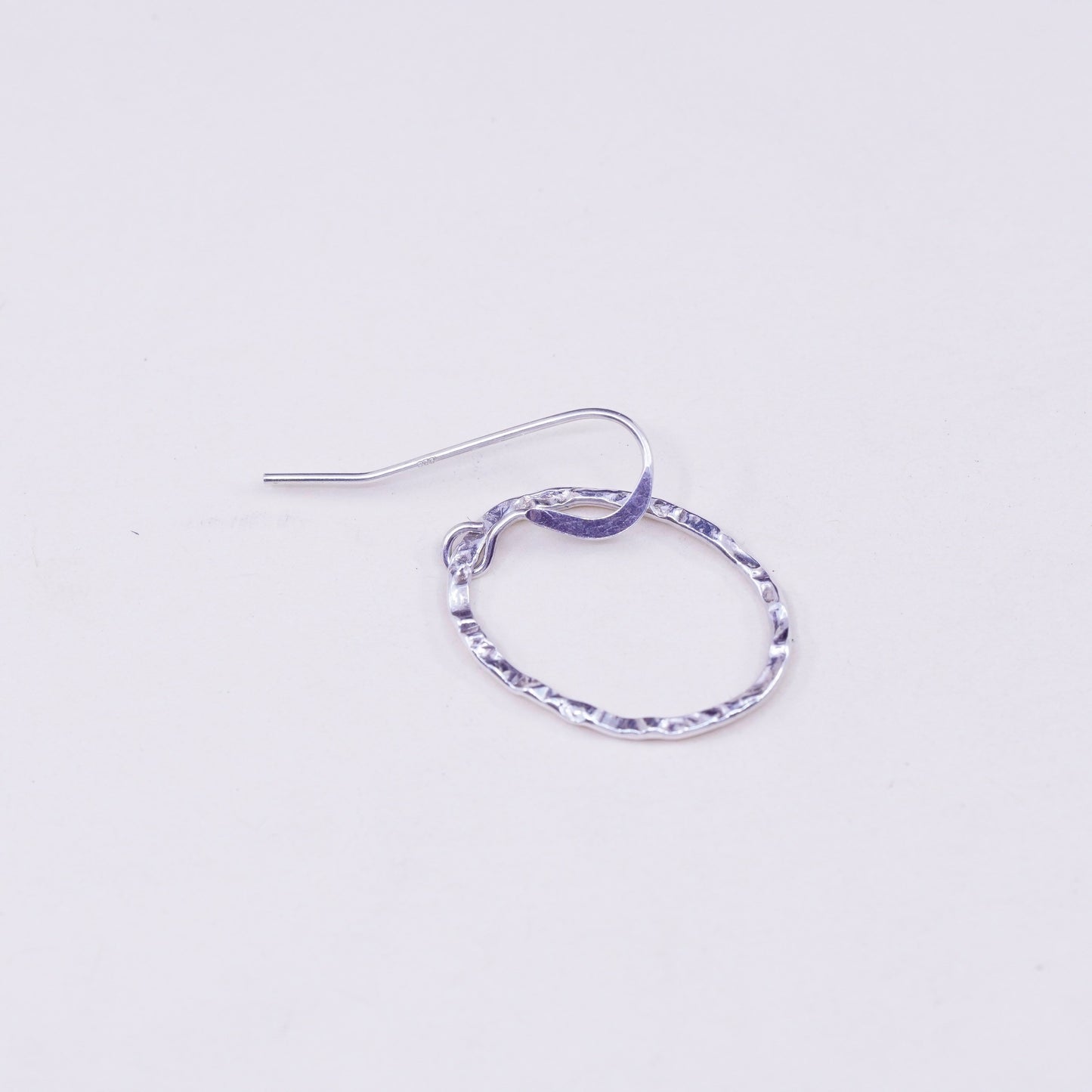 Vintage sterling silver handmade earrings, 925 textured oval dangle