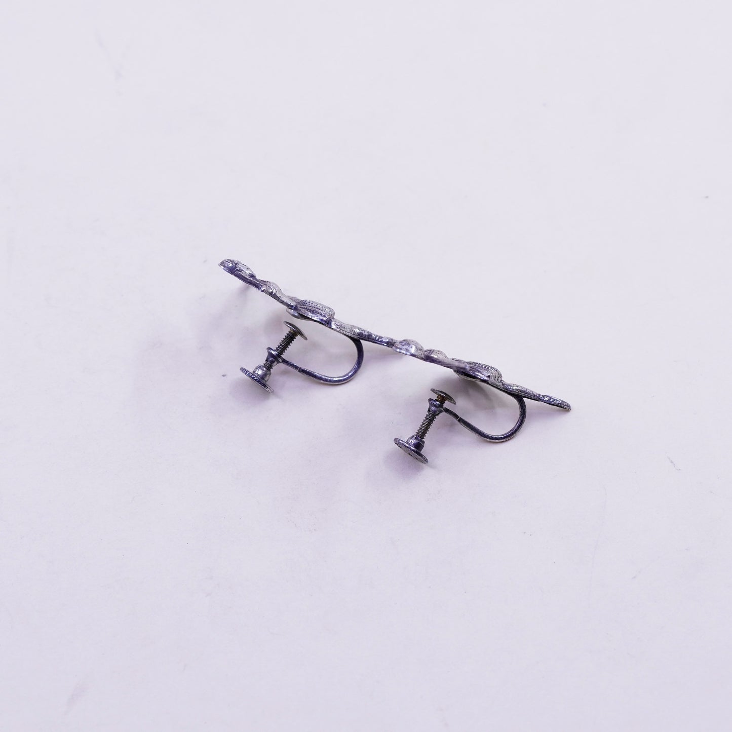 Vintage Beau Sterling silver handmade earrings, 925 screw back ballerinas