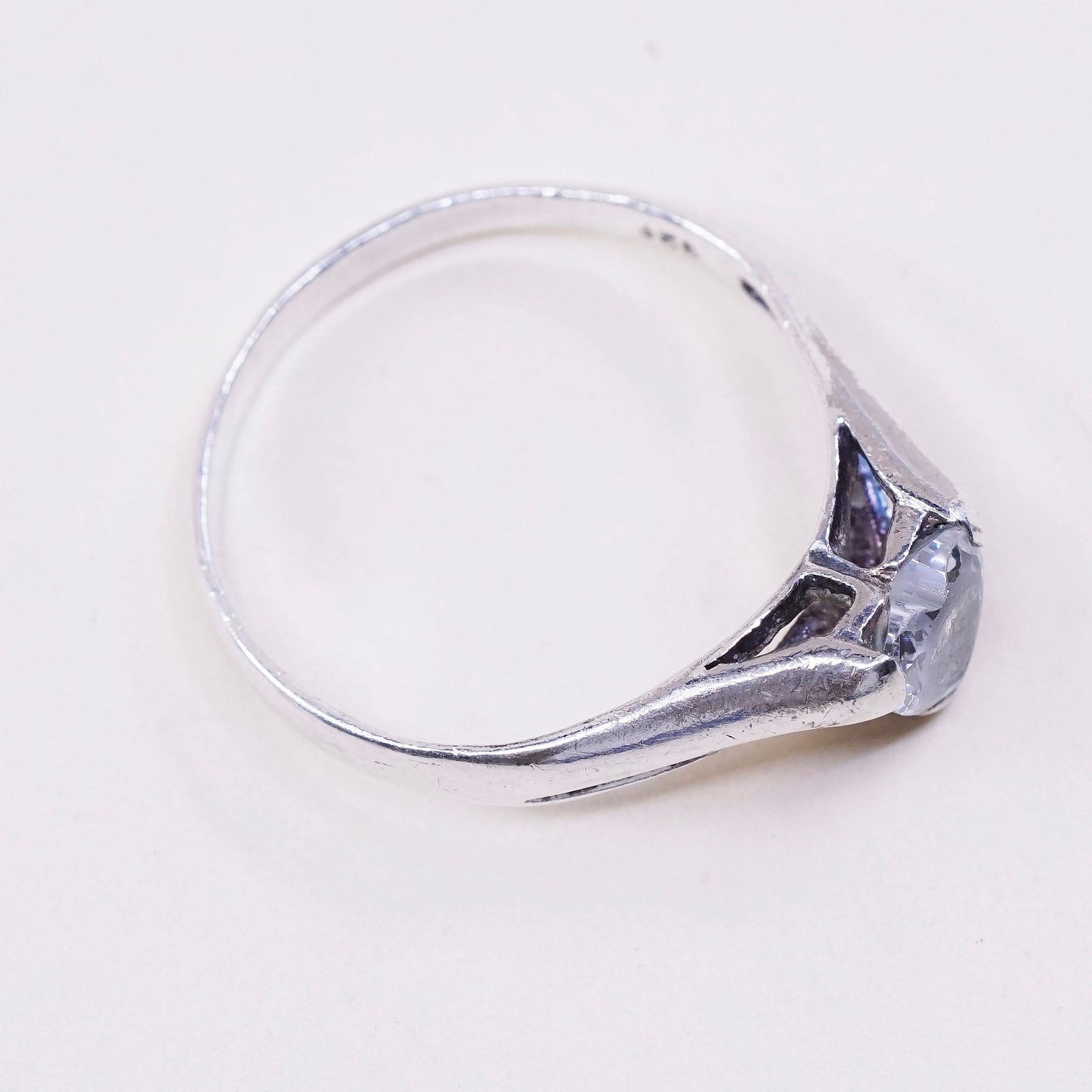 Size 8.75, Vintage handmade sterling 925 silver heart crystal ring