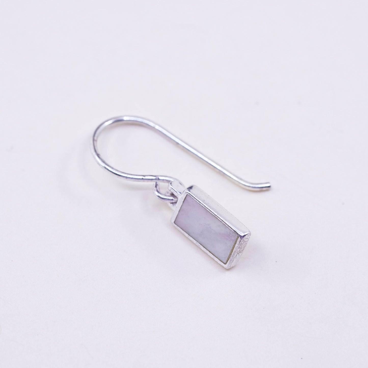Vintage sterling 925 silver handmade earrings with white Mother of pearl inlay
