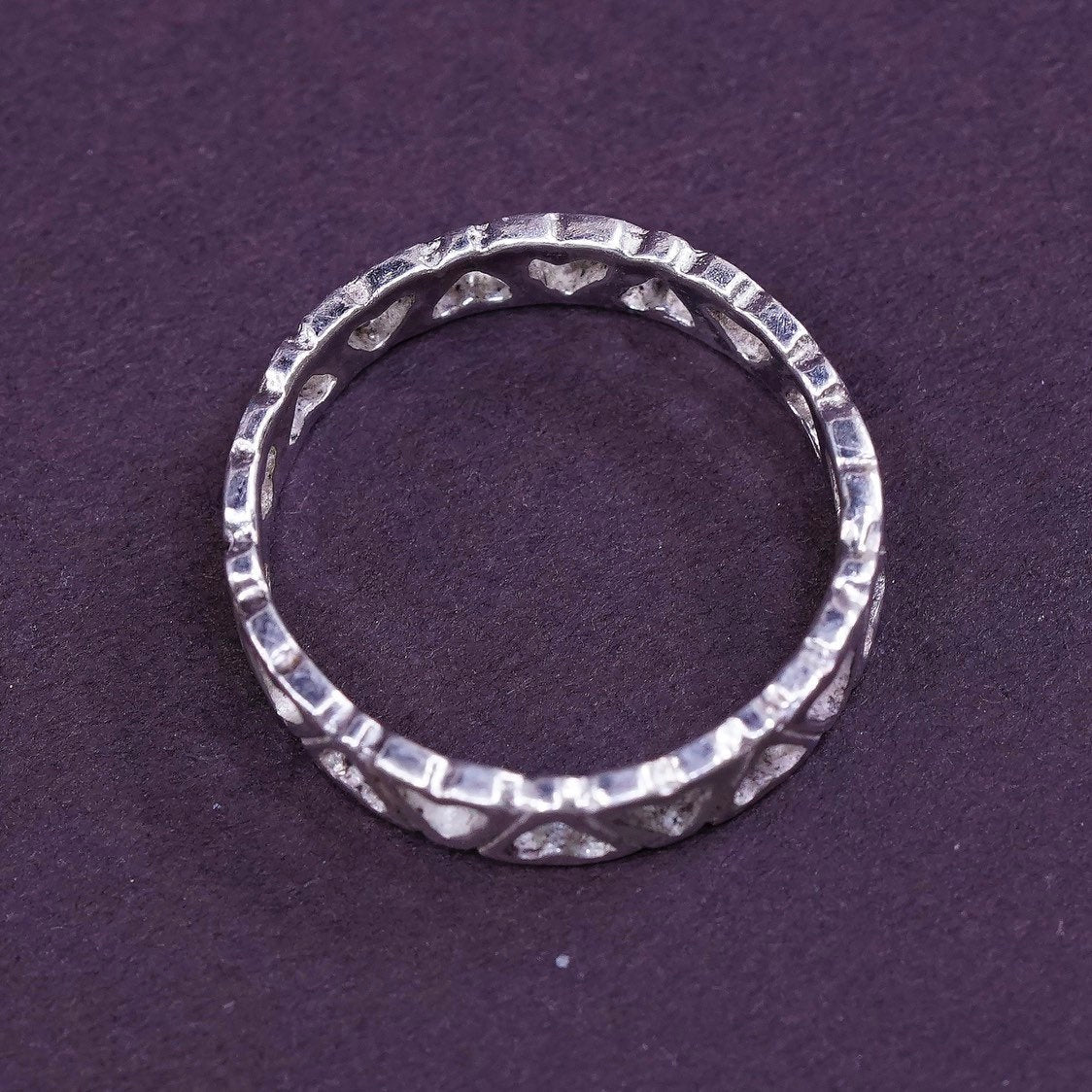 sz 5, vtg Sterling silver Handmade heart ring, 925 band