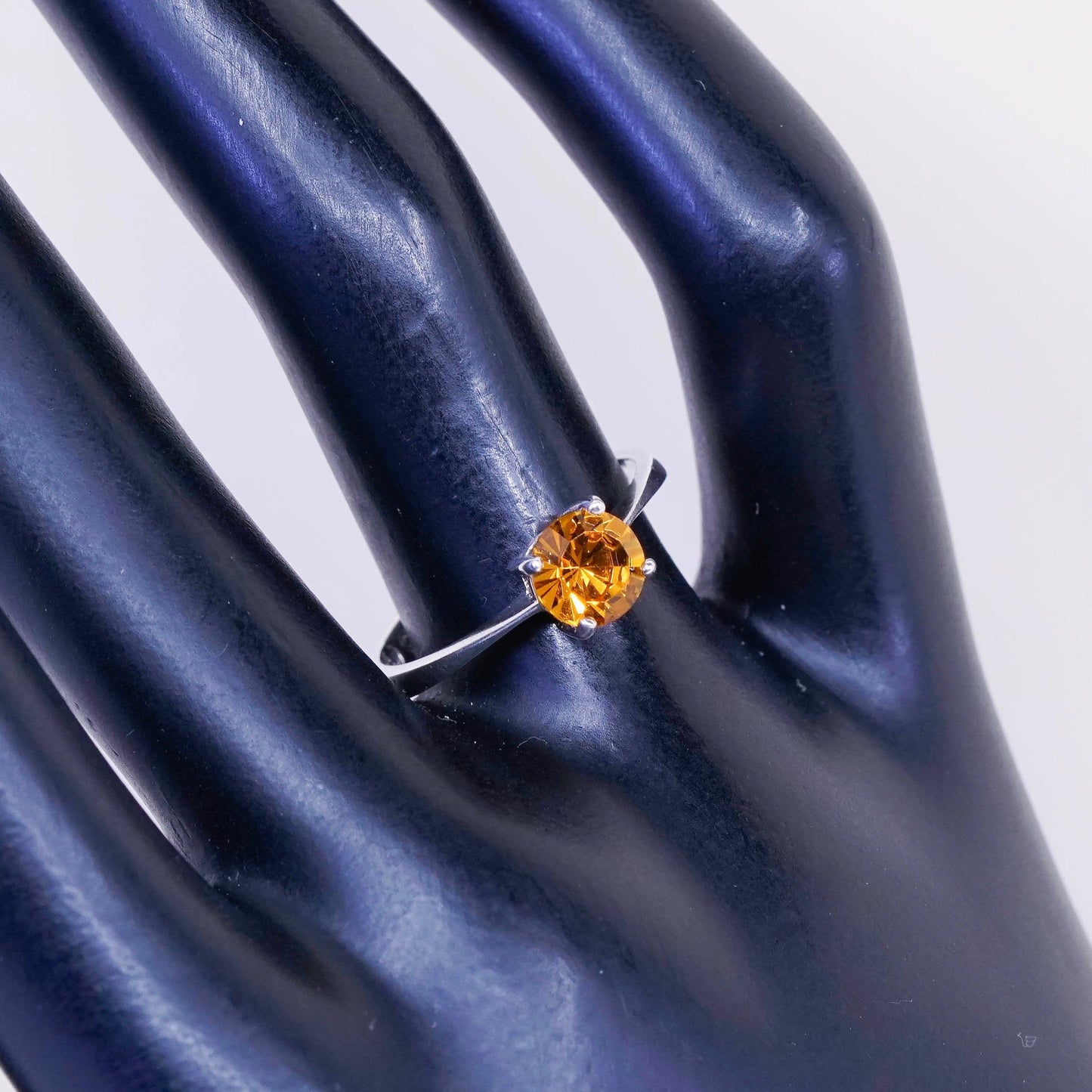 Size 7, vintage Sterling silver handmade ring, stackable 925 with citrine
