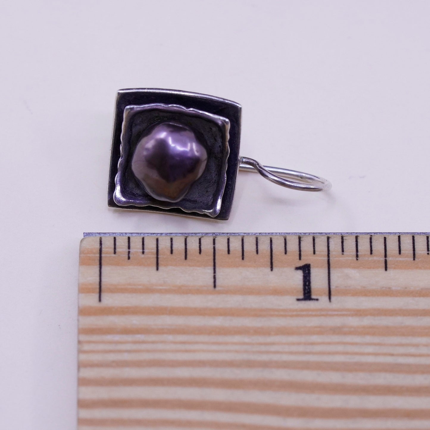 Rare! Silpada Sterling 925 silver handmade square earrings with pearl