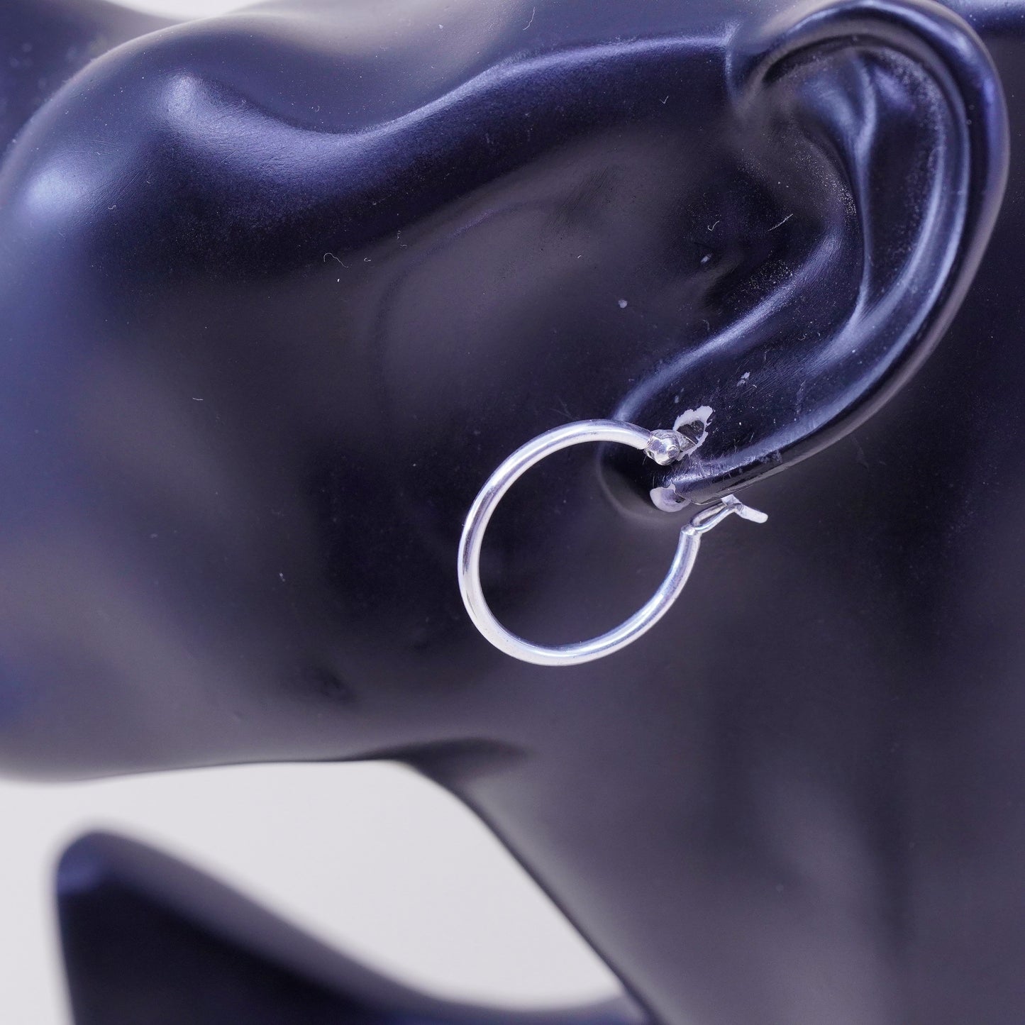0.75”, vtg sterling 925 silver loop earrings, minimalist primitive hoops