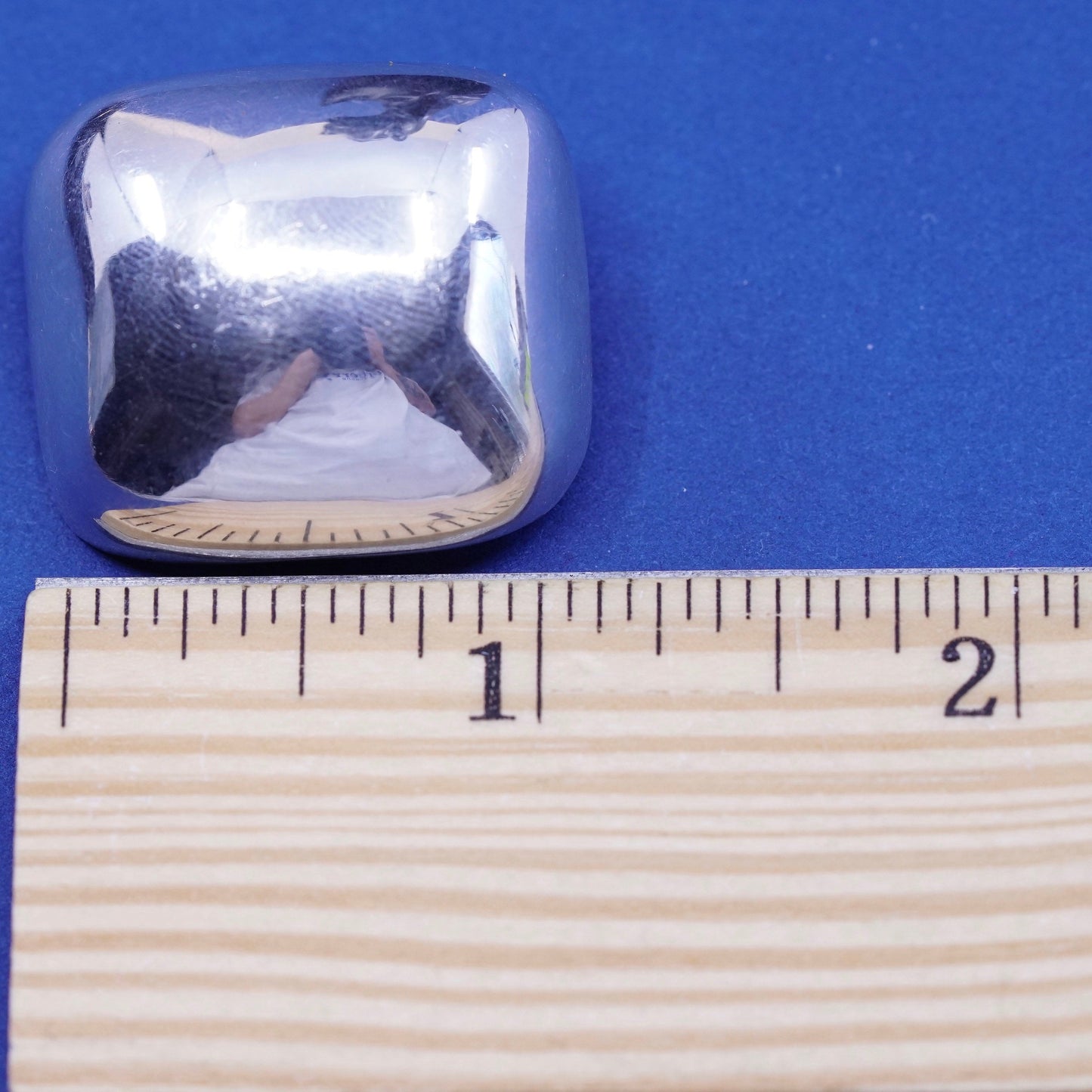 Vintage Sterling silver handmade earrings, 925 square button clip on earrings