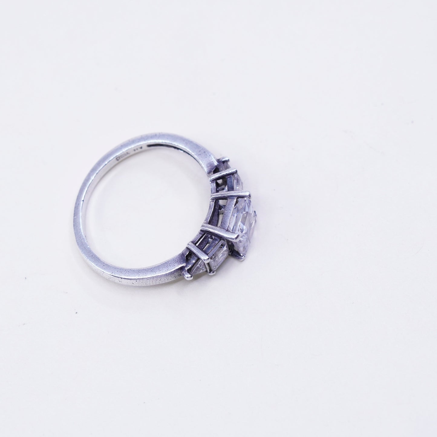 Size 10, DO Sterling 925 silver engagement ring with Cz