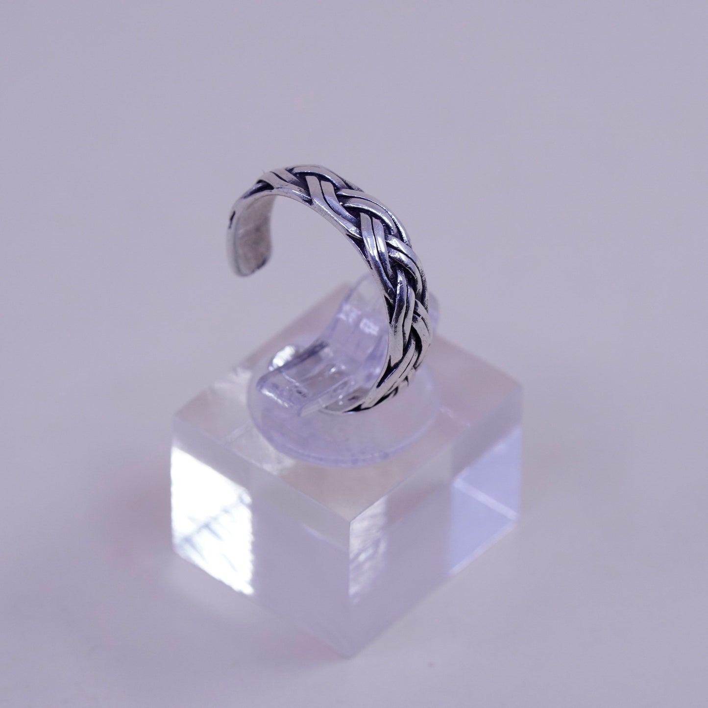 Size 5, vintage Sterling silver handmade pinky ring, woven braided band
