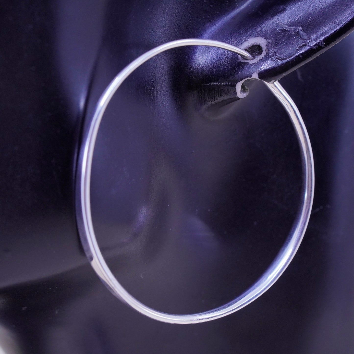 1.5” Vintage sterling silver loop earrings, fashion minimalist primitive hoops