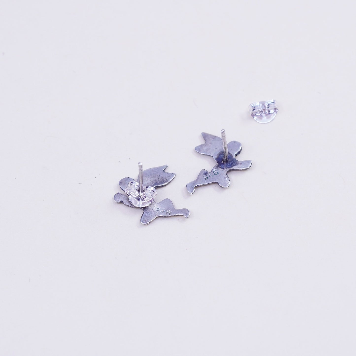 Vintage Sterling silver handmade earrings, 925 angel studs