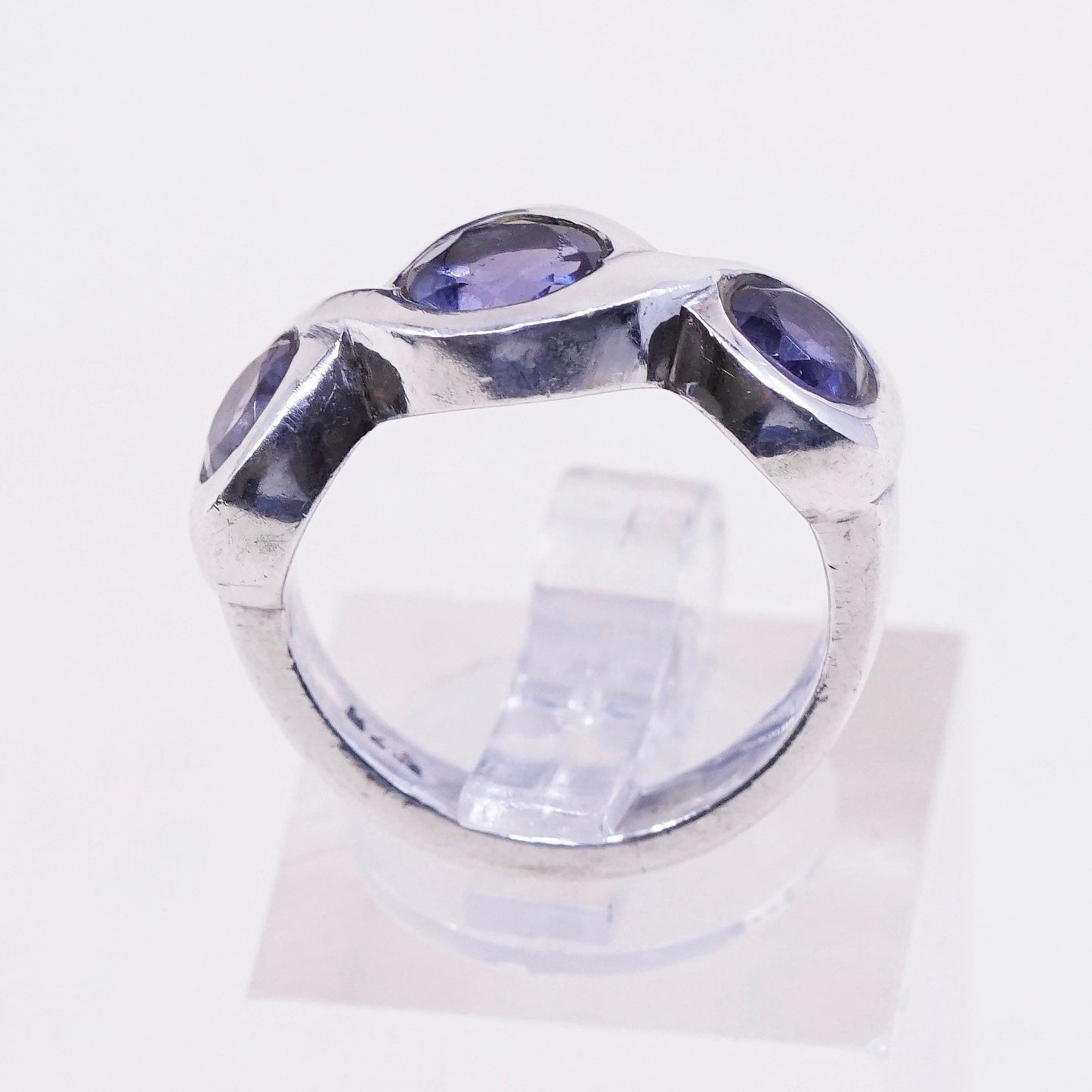 Size 5.25, vintage Sterling silver handmade ring, 925 band with amethyst