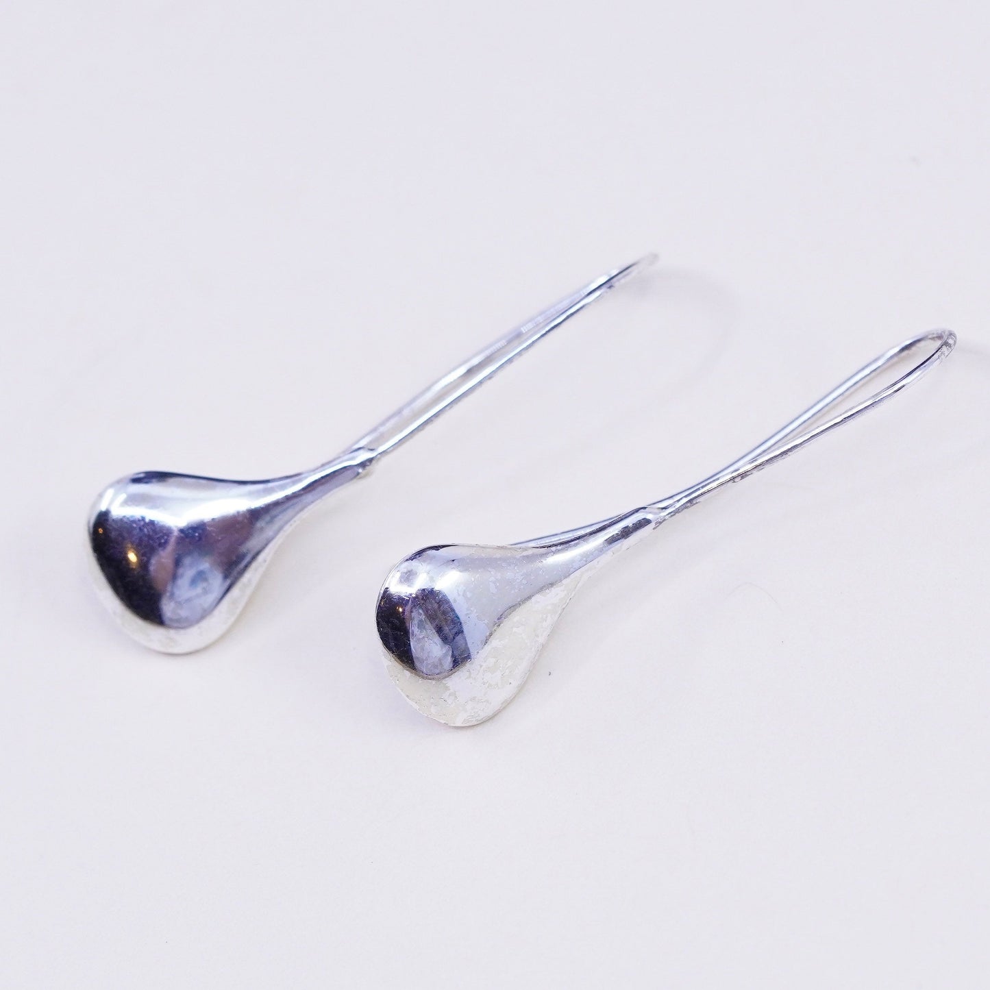 Vintage Sterling silver handmade earrings, 925 teardrop dangles