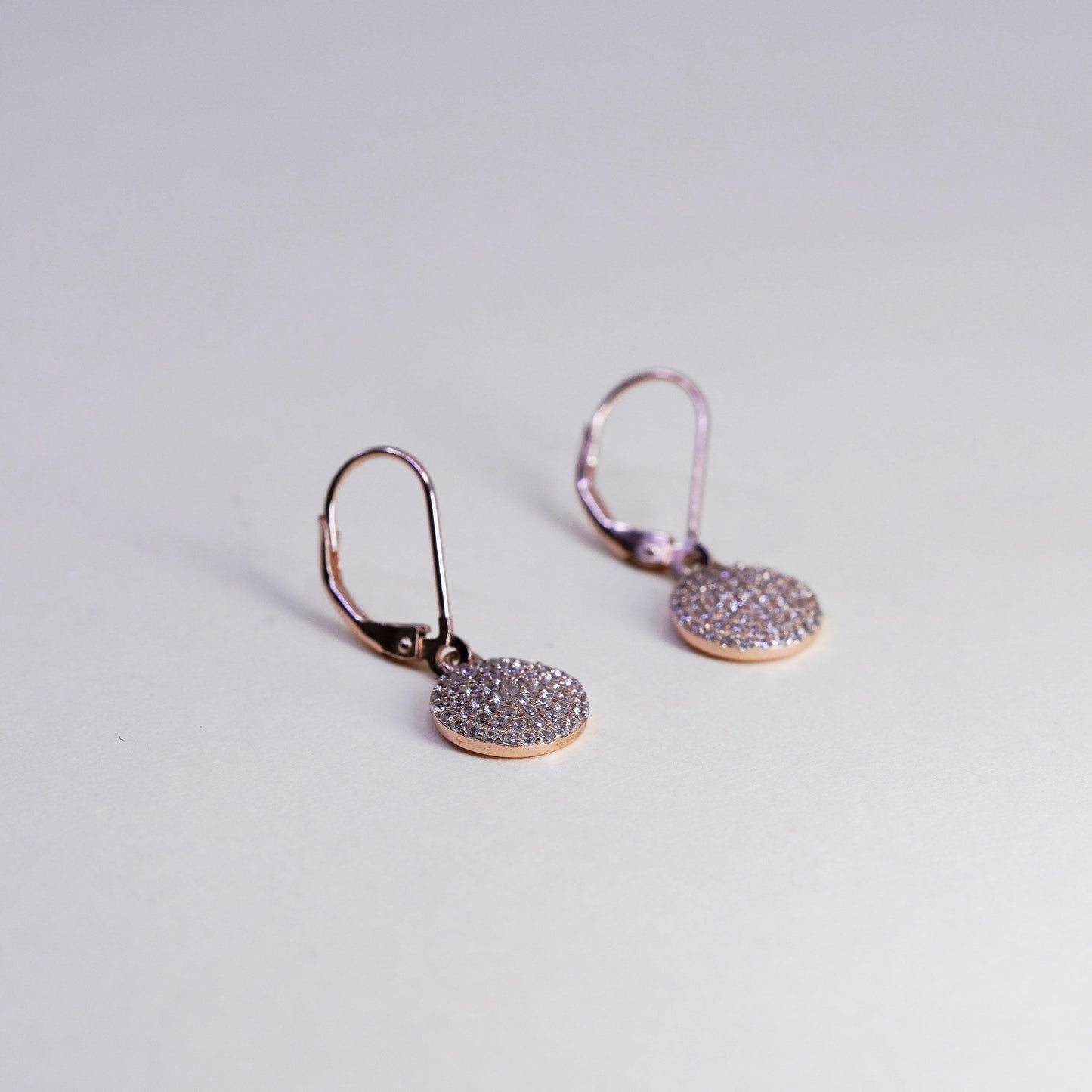 Vintage rose gold over Sterling 925 silver earrings with cluster cz